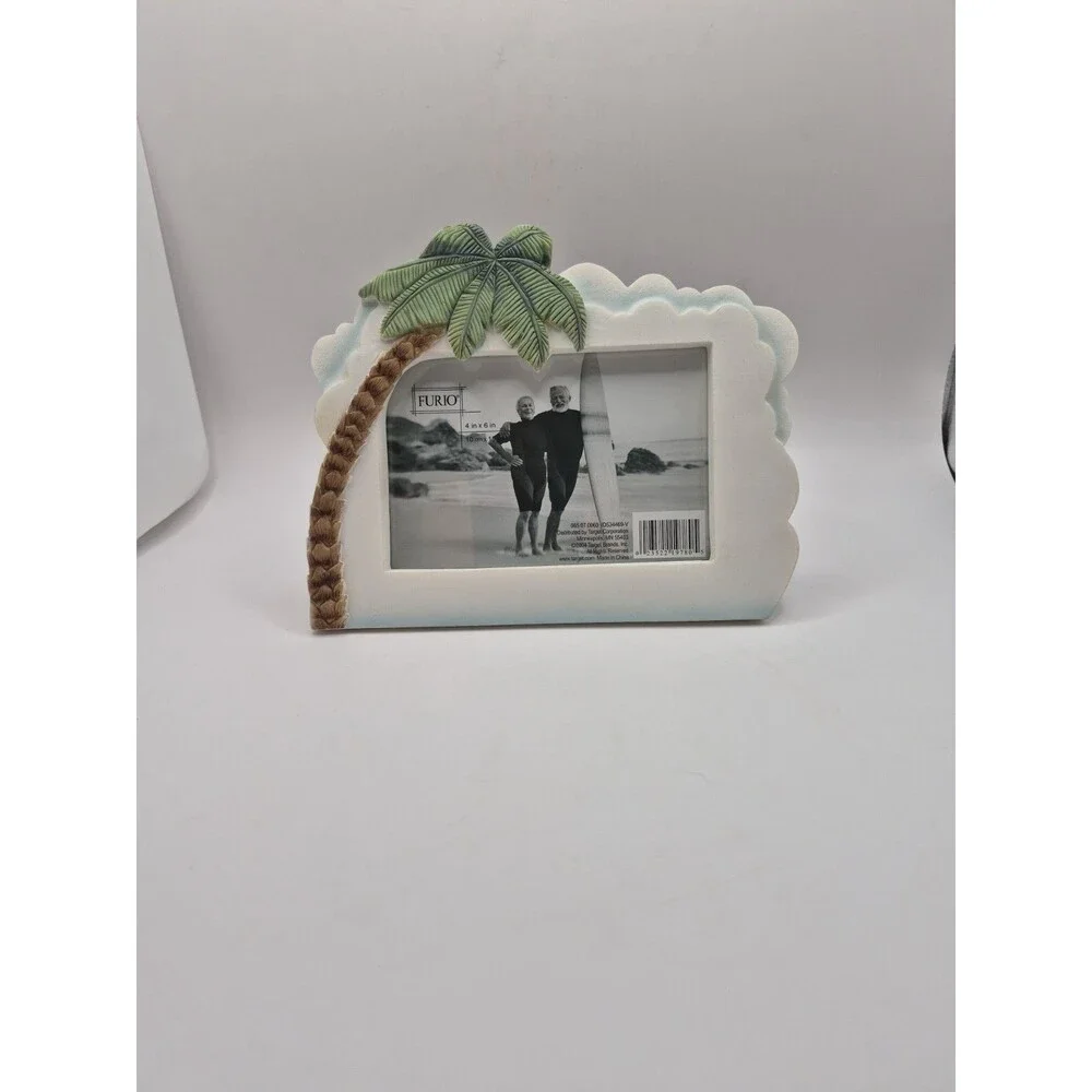 Furio Palm Tree Tropical Beach Clouds Oasis Vacation Picture Frame 4x6 Photo